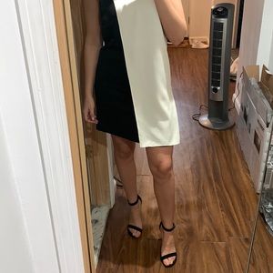 Theory Dress - black and white shift dress